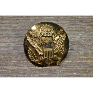 Vintage WWII Brass US Military Army Hat Pin Badge Button Eagle E Pluribus Unum